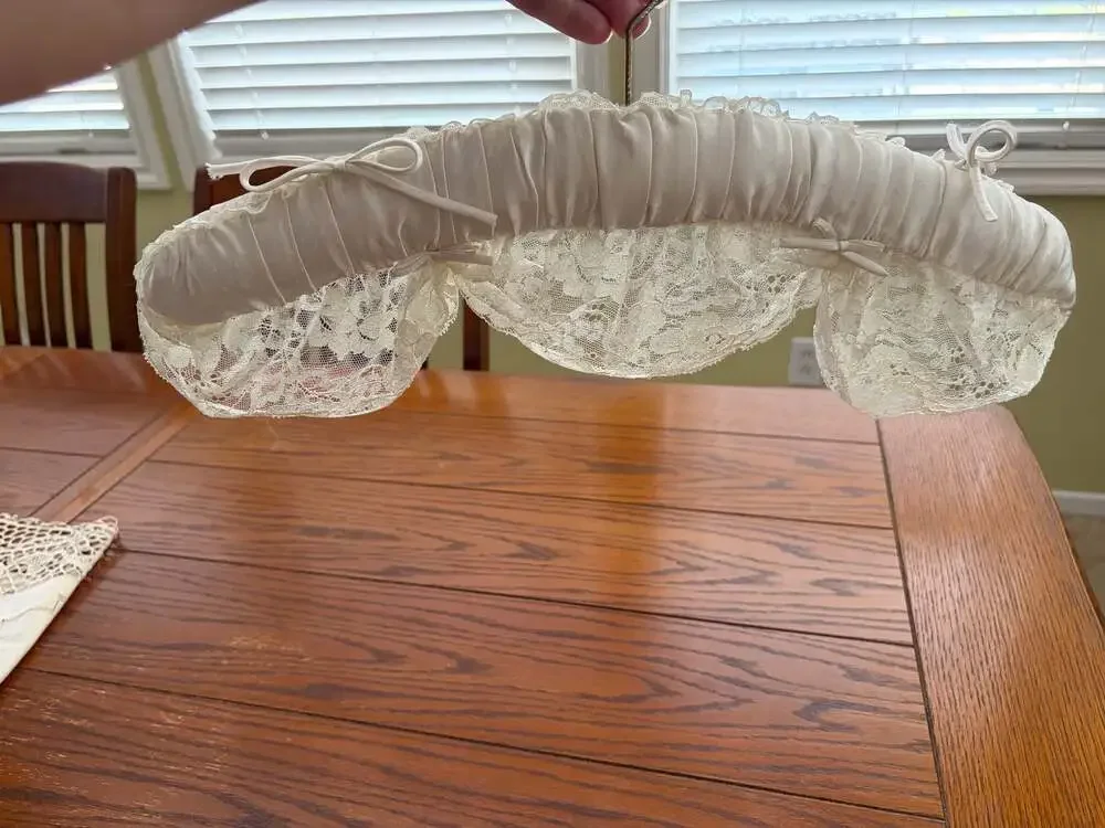 Vintage Padded Satin and Lace Hangers Set of 2 Ivory Bridal Lingerie